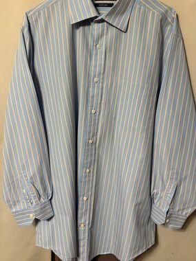 Daniel Cremieux Blue Dress Shirt with Yellow Stripes